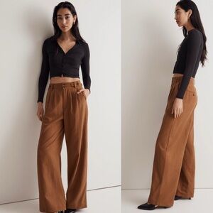 Madewell The Harlow Wide Leg Pants Brown Size 10 Trouser Acorn